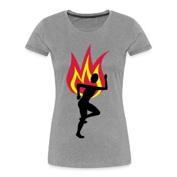 Jogger fire flame - Women's Premium Organic T-Shirt - heather grey - Front - Mia (176cm)