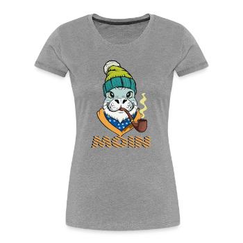 Moin - Otarie à fourrure de la mer du Nord avec sifflet - T-shirt bio Premium Femme - gris chiné - Devant - Mia (176cm)