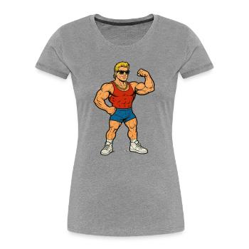 Bodybuilding Gym Cartoon - Frauen Premium Bio T-Shirt - Grau meliert - Vorne - Mia (176cm)