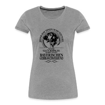 BAYERISCHER GEBIRGSSCHWEISSHUND Schutzengel Spruch - Frauen Premium Bio T-Shirt - Grau meliert - Vorne - Mia (176cm)