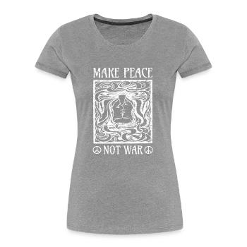 Make Peace not war Vintage Design Art Nouveau - Frauen Premium Bio T-Shirt - Grau meliert - Vorne - Mia (176cm)