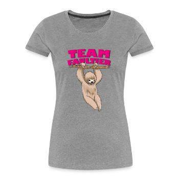 Team Faultier Motto Muddy Run Lauf Grümpeltunier - Frauen Premium Bio T-Shirt - Grau meliert - Vorne - Mia (176cm)