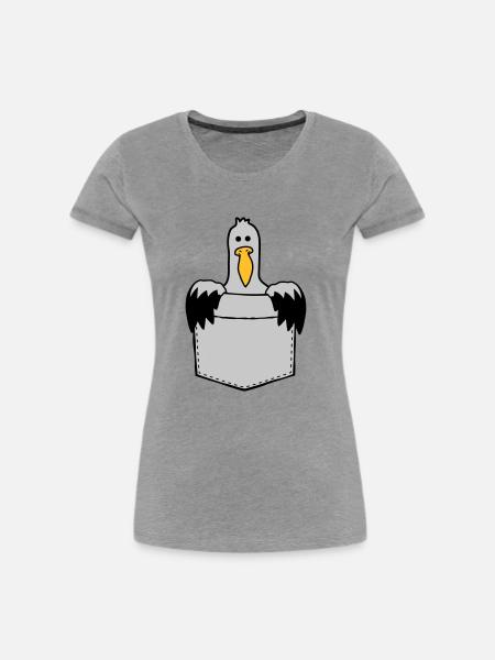 Brusttasche Möwe Unterwegs mitnehmen - Frauen Premium Bio T-Shirt - Grau meliert