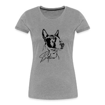 BULL TERRIER Chiens Portrait Chien Wilsigns - T-shirt bio Premium Femme - gris chiné - Devant - Mia (176cm)