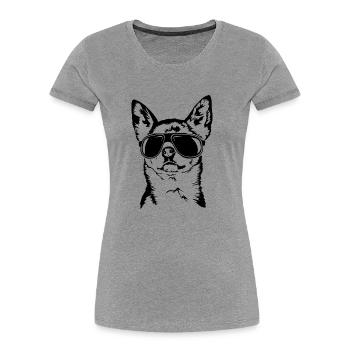 Chihuahua cool avec lunettes de soleil chiens Wilsigns - T-shirt bio Premium Femme - gris chiné - Devant - Mia (176cm)