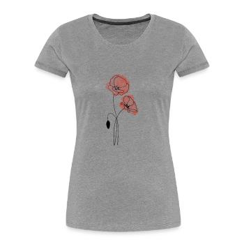 Mohnblume - Frauen Premium Bio T-Shirt - Grau meliert - Vorne - Mia (176cm)