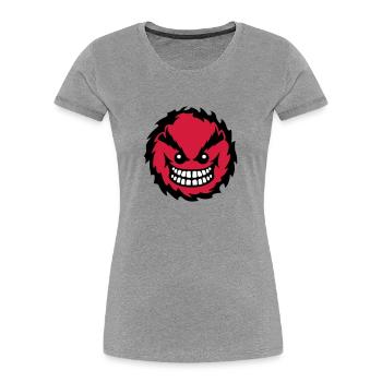 smiley feroce mechant dent 27 - T-shirt bio Premium Femme - gris chiné - Devant - Mia (176cm)