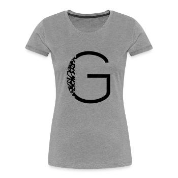 Buchstabe G - Frauen Premium Bio T-Shirt - Grau meliert - Vorne - Mia (176cm)
