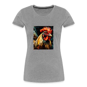 Hahn Portrait - Frauen Premium Bio T-Shirt - Grau meliert - Vorne - Mia (176cm)