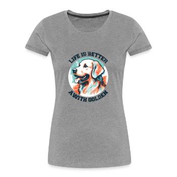 Life Is Better With A Golden Retriever Dog vintage - Women's Premium Organic T-Shirt - heather grey - Front - Mia (176cm)