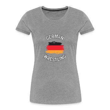 German Wrestling - Frauen Premium Bio T-Shirt - Grau meliert - Vorne - Mia (176cm)