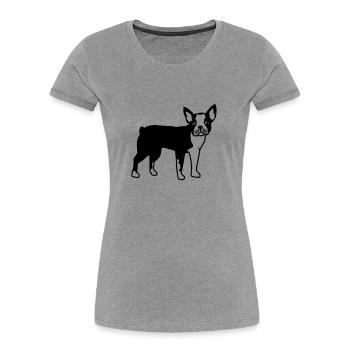 Boston Terrier - Women's Premium Organic T-Shirt - heather grey - Front - Mia (176cm)