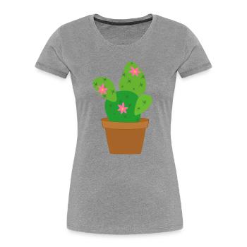 cactus - Women's Premium Organic T-Shirt - heather grey - Front - Mia (176cm)