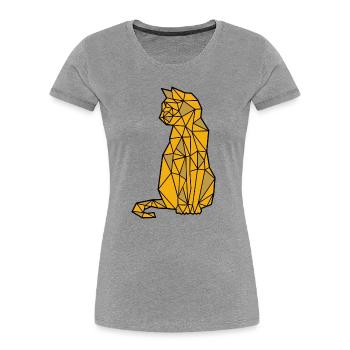 Katze Katzenshirt Katzenbesitzer - Frauen Premium Bio T-Shirt - Grau meliert - Vorne - Mia (176cm)