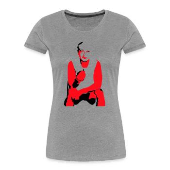 Frère - T-shirt bio Premium Femme - gris chiné - Devant - Mia (176cm)