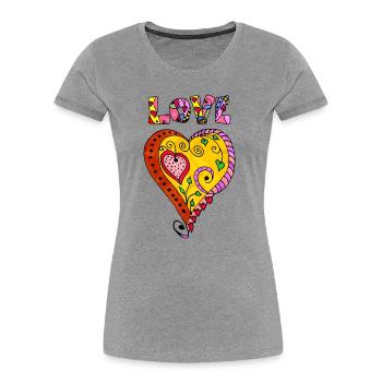 Herz - Frauen Premium Bio T-Shirt - Grau meliert - Vorne - Mia (176cm)