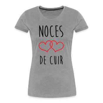 noces de cuir 2 ans d'amour - T-shirt bio Premium Femme - gris chiné - Devant - Mia (176cm)