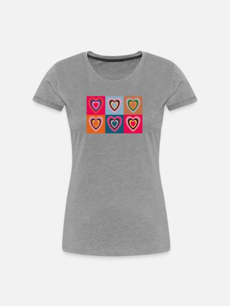 Pop Heart - Frauen Premium Bio T-Shirt - Grau meliert