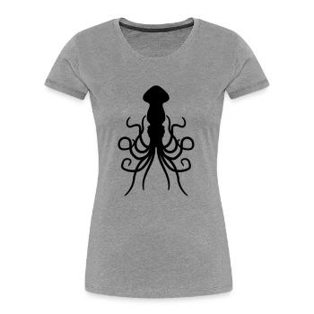 silhouette shadow black silhouette huge big evil d - Women's Premium Organic T-Shirt - heather grey - Front - Mia (176cm)