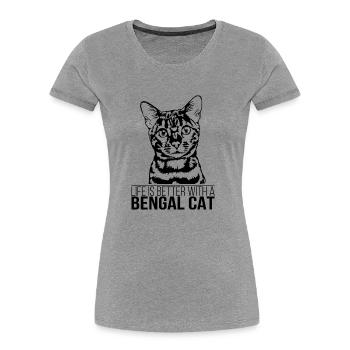 Bengal La vie de chat est meilleure Chats de chat Wilsigns - T-shirt bio Premium Femme - gris chiné - Devant - Mia (176cm)