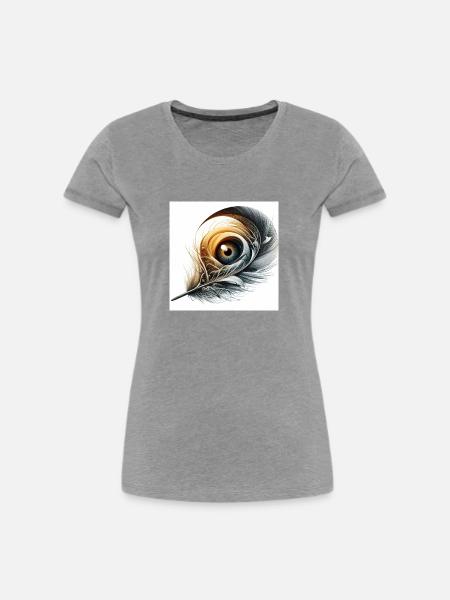 Elegantes Federauge - Frauen Premium Bio T-Shirt - Grau meliert