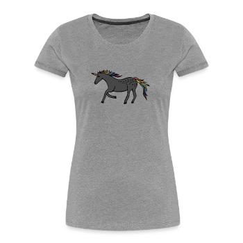 Licorne rapide - T-shirt bio Premium Femme - gris chiné - Devant - Mia (176cm)