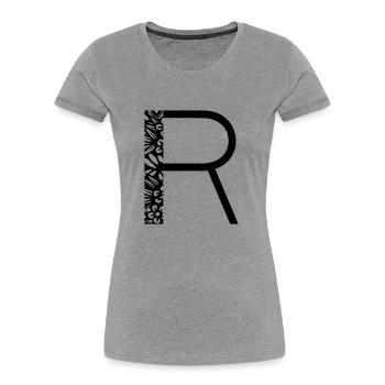 Buchstabe R - Frauen Premium Bio T-Shirt - Grau meliert - Vorne - Mia (176cm)