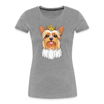 "Gekrönte Häupter" - Yorkshire Terrier - Frauen Premium Bio T-Shirt - Grau meliert - Vorne - Mia (176cm)