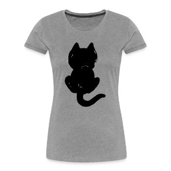 Katze coole Silhouette von hinten - Frauen Premium Bio T-Shirt - Grau meliert - Vorne - Mia (176cm)