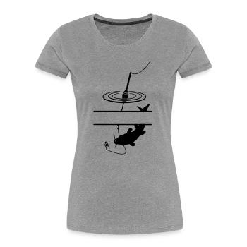 Fischschwimmer und Bar zwischendurch für den eigenen Text - Frauen Premium Bio T-Shirt - Grau meliert - Vorne - Mia (176cm)