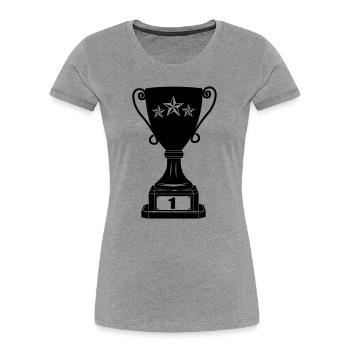Großer Pokal Nummer 1 - Frauen Premium Bio T-Shirt - Grau meliert - Vorne - Mia (176cm)