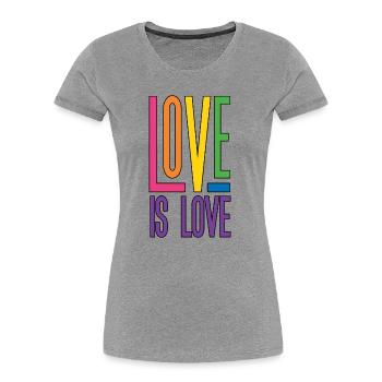 LGBTQ Pride Month - Love is Love - Women's Premium Organic T-Shirt - heather grey - Front - Mia (176cm)