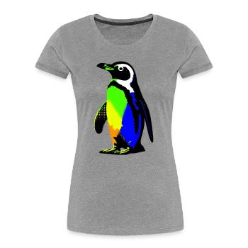 Pinguin - Frauen Premium Bio T-Shirt - Grau meliert - Vorne - Mia (176cm)