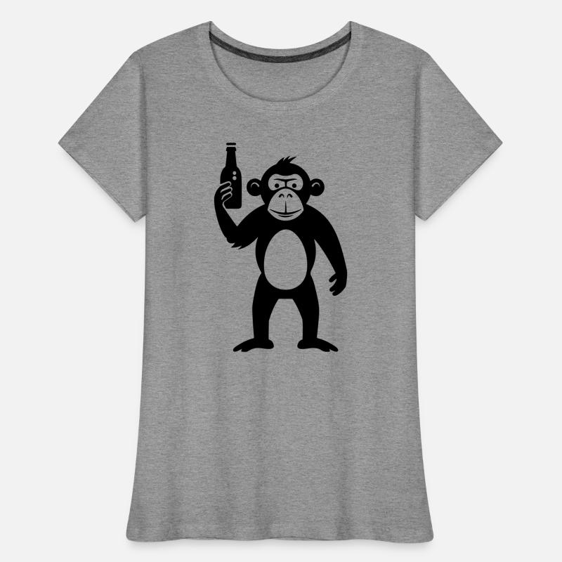 Affe mit Bierflasche Frauen Premium Bio T-Shirt