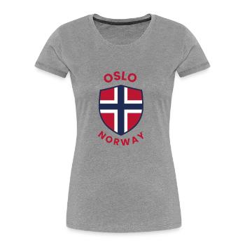 Oslo Norway Shield with flag - Women's Premium Organic T-Shirt - heather grey - Front - Mia (176cm)