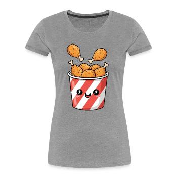 Kawaii Fried Chicken Bucket - Women's Premium Organic T-Shirt - heather grey - Front - Mia (176cm)