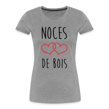 Holz-Hochzeitstag – 5 Jahre Ehe - Frauen Premium Bio T-Shirt - Grau meliert - Vorne - Mia (176cm)