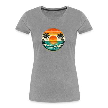 Endloser Sommer: Meer, Sonne & Vibes - Frauen Premium Bio T-Shirt - Grau meliert - Vorne - Mia (176cm)