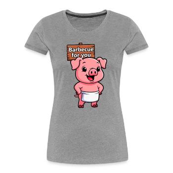 Cricket sign with pig - Women's Premium Organic T-Shirt - heather grey - Front - Mia (176cm)