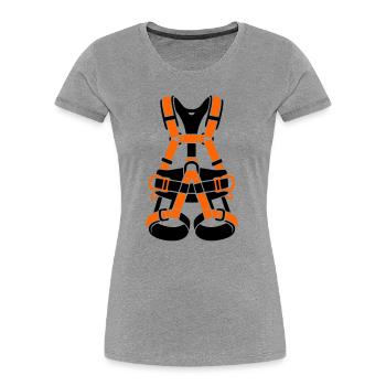 Attelage d’escalade, entretien des arbres, grimpeur d’arbres, escalade d’arbres - T-shirt bio Premium Femme - gris chiné - Devant - Mia (176cm)