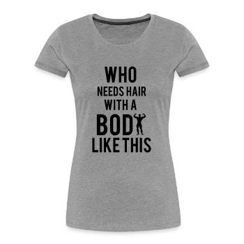 Bodybuilding - T-shirt bio Premium Femme - gris chiné - Devant - Mia (176cm)