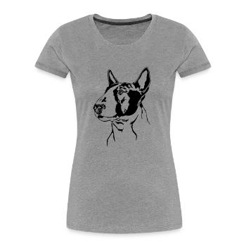 BULL TERRIER Chiens Portrait Wilsigns - T-shirt bio Premium Femme - gris chiné - Devant - Mia (176cm)