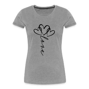 Love Schrift Herzblume - Frauen Premium Bio T-Shirt - Grau meliert - Vorne - Mia (176cm)