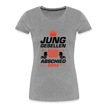 Enterrement de vie de garçon 2024 - T-shirt bio Premium Femme - gris chiné - Devant - Mia (176cm)