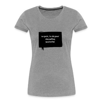 6 - T-shirt bio Premium Femme - gris chiné - Devant - Mia (176cm)
