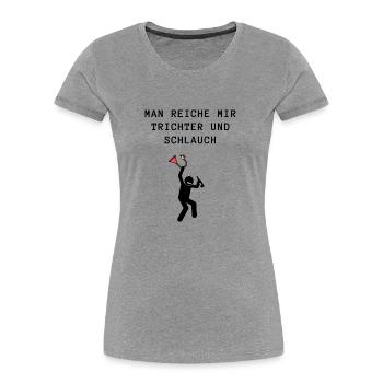 Alkoholsuff Trichter und Schlauch Saufurlaub Malle - Frauen Premium Bio T-Shirt - Grau meliert - Vorne - Mia (176cm)