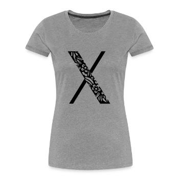 Buchstabe X - Frauen Premium Bio T-Shirt - Grau meliert - Vorne - Mia (176cm)