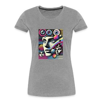 Celestial Mind- das Universum im Kopf - Frauen Premium Bio T-Shirt - Grau meliert - Vorne - Mia (176cm)