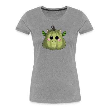 Vert citrouille d’Halloween - T-shirt bio Premium Femme - gris chiné - Devant - Mia (176cm)