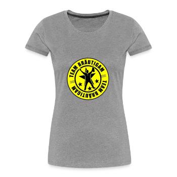 Mariage du marié - T-shirt bio Premium Femme - gris chiné - Devant - Mia (176cm)